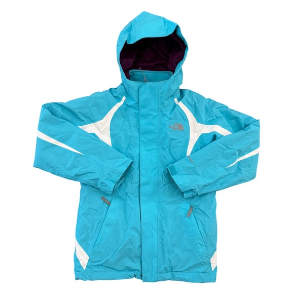 The North Face Ski Snow Jacket Girls M 10/12 Blue HyVent Hooded - Picture 1 of 14